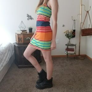 Retro Striped Bodycon Dress